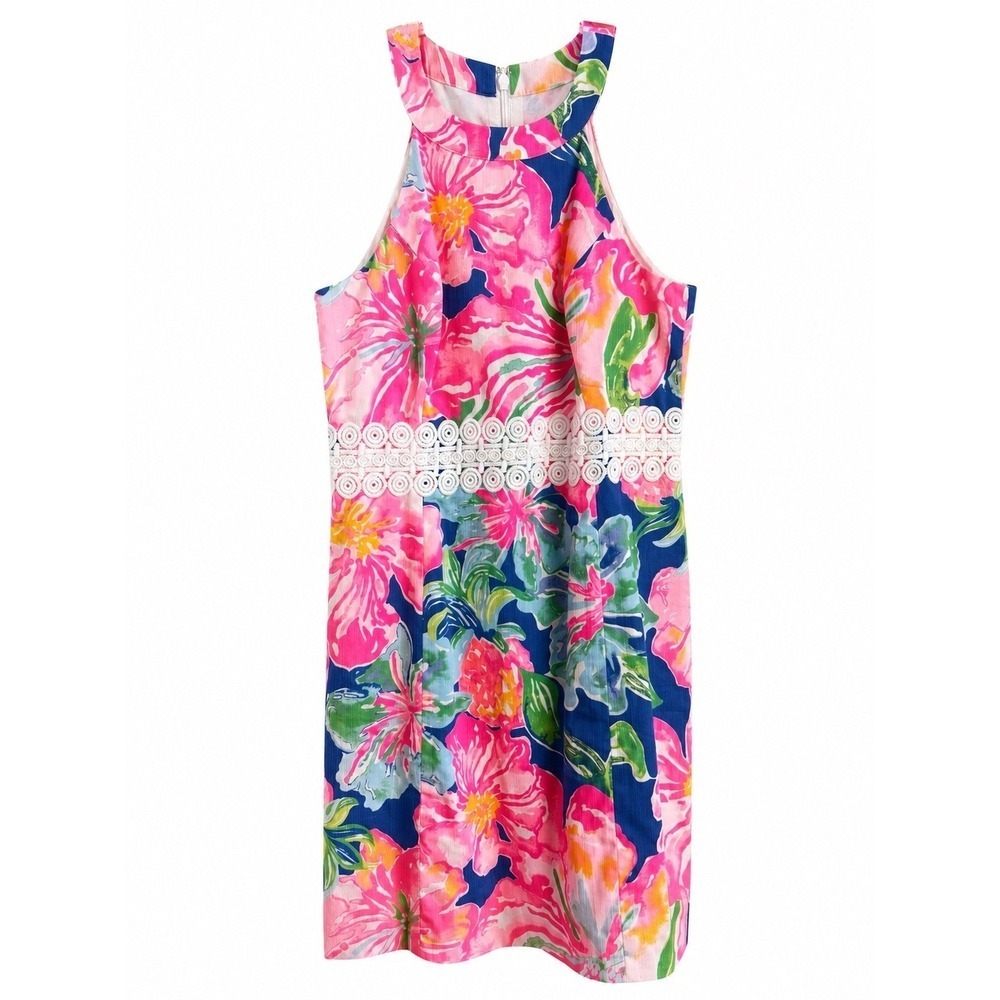 Lilly Pulitzer Ashlyn Shift Dress Beckon Blue Jungle Utopia Print Size 8
